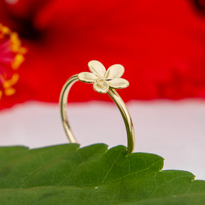READY TO SHIP Mini Frangipani Ring - 9k Solid Gold FJD$