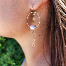 Load image into Gallery viewer, READY TO SHIP Earrings with Freshwater Pearl and chain detail - 14k Gold Fill FJD$
