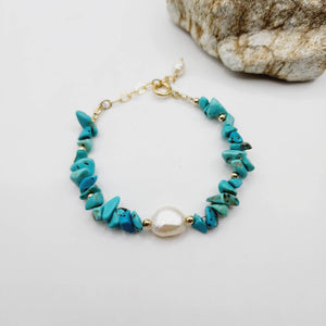 READY TO SHIP Freshwater Pearl & Turquoise Bracelet - FJD$ - Adorn Pacific - All Products
