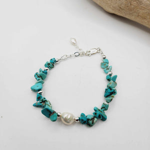 CONTACT US TO RECREATE THIS SOLD OUT STYLE Freshwater Pearl & Turquoise Bracelet - FJD$