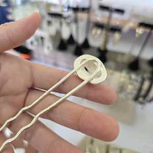 READY TO SHIP Bezel Set Shell Hairpin - 925 Sterling Silver FJD$