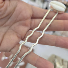 Load image into Gallery viewer, READY TO SHIP Bezel Set Shell Hairpin - 925 Sterling Silver FJD$
