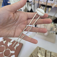 Load image into Gallery viewer, READY TO SHIP Bezel Set Shell Hairpin - 925 Sterling Silver FJD$
