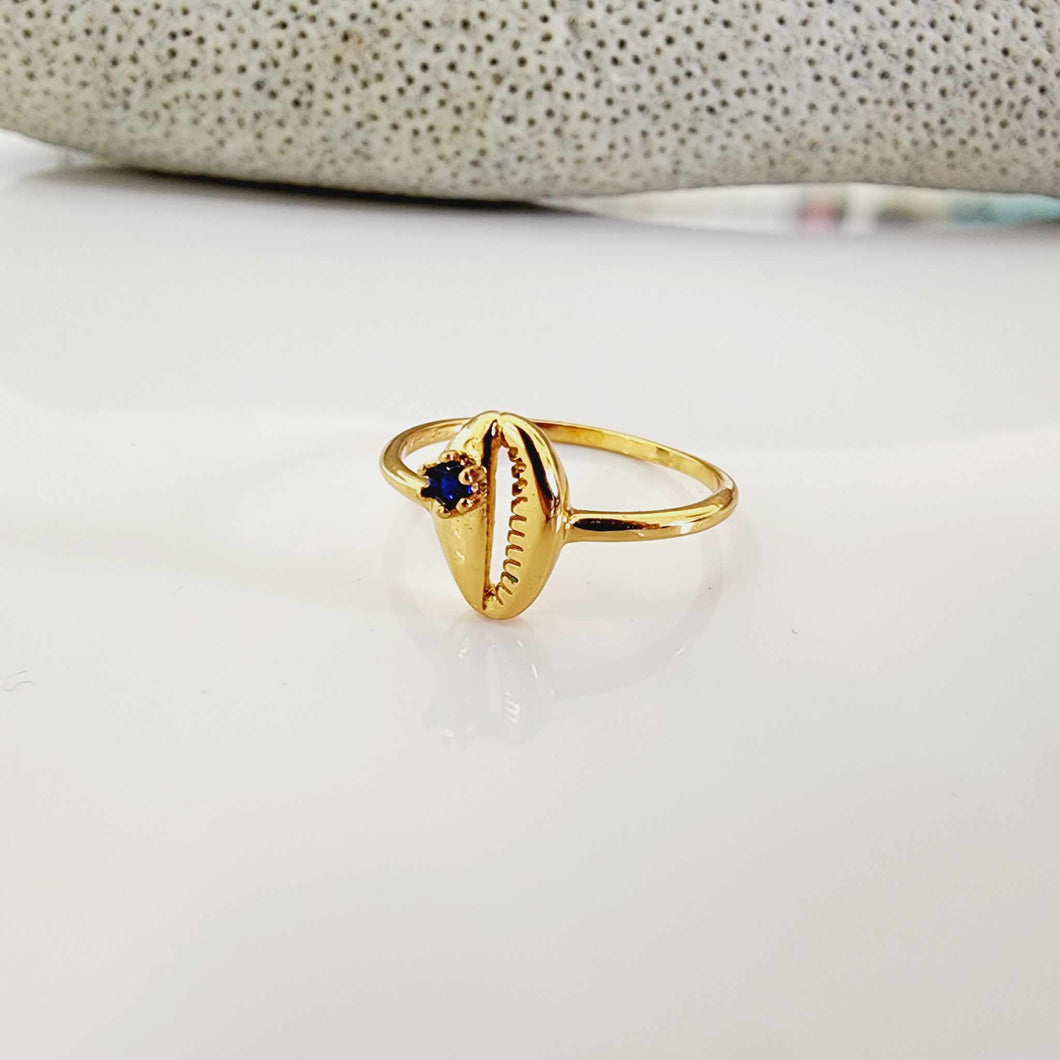 READY TO SHIP Mini Cowrie Shell Ring - 18k Gold Vermeil FJD$