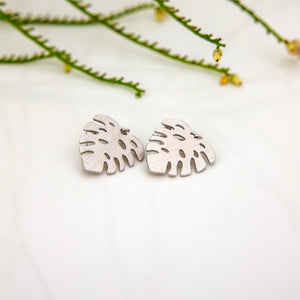 READY TO SHIP Monstera Stud Earrings - 925 Sterling Silver FJD$