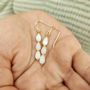 READY TO SHIP Mother of Pearl Drop Earrings - 14k Gold Fill FJD$