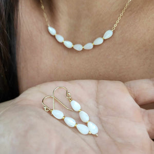 READY TO SHIP Mother of Pearl Drop Earrings - 14k Gold Fill FJD$