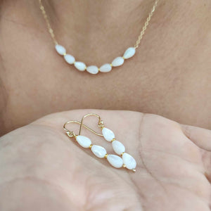 READY TO SHIP Mother of Pearl Drop Earrings - 14k Gold Fill FJD$