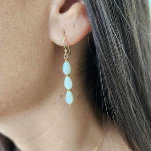 READY TO SHIP Mother of Pearl Drop Earrings - 14k Gold Fill FJD$