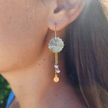 Load image into Gallery viewer, READY TO SHIP Mother of Pearl Hoop Earrings with Freshwater Pearls in 14k Gold Fill - FJD$
