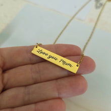 Load image into Gallery viewer, Engravable Bar Necklace - Silver or Gold Waterproof Stainless Steel FJD$
