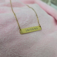 Load image into Gallery viewer, Engravable Bar Necklace - Silver or Gold Waterproof Stainless Steel FJD$
