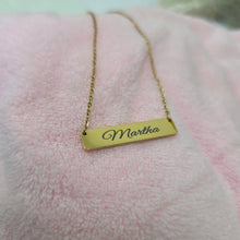 Load image into Gallery viewer, Engravable Bar Necklace - Silver or Gold Waterproof Stainless Steel FJD$
