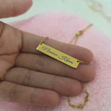 Load image into Gallery viewer, Engravable Bar Necklace - Silver or Gold Waterproof Stainless Steel FJD$

