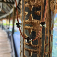 Load image into Gallery viewer, READY TO SHIP Fiji Saltwater Pearl Trio Faux Suede Leather Necklace - FJD$
