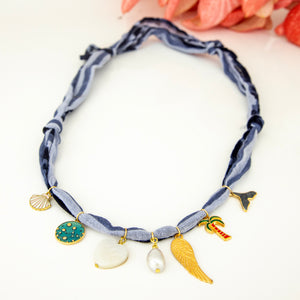 READY TO SHIP Charm Necklace - Fabric FJD$