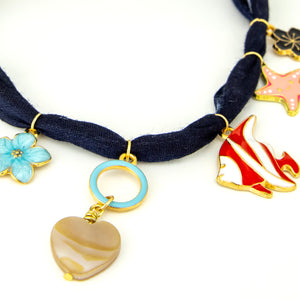 READY TO SHIP Charm Necklace - Fabric FJD$