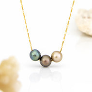 READY TO SHIP Fiji Saltwater Pearl Trio Necklace - 14k Gold Fill FJD$