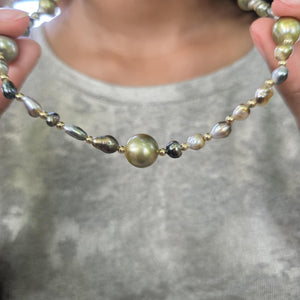 READY TO SHIP Civa Fiji Saltwater, Graded & Keshi Pearl Necklace - 14k Gold Fill FJD$