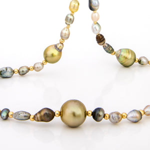 READY TO SHIP Civa Fiji Saltwater, Graded & Keshi Pearl Necklace - 14k Gold Fill FJD$