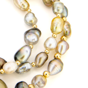 READY TO SHIP Civa Fiji Saltwater, Graded & Keshi Pearl Necklace - 14k Gold Fill FJD$