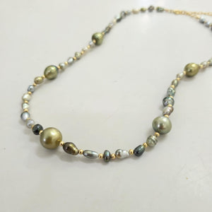 READY TO SHIP Civa Fiji Saltwater, Graded & Keshi Pearl Necklace - 14k Gold Fill FJD$