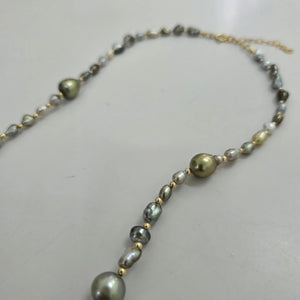 READY TO SHIP Civa Fiji Saltwater, Graded & Keshi Pearl Necklace - 14k Gold Fill FJD$