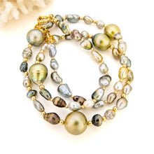 Load image into Gallery viewer, READY TO SHIP Civa Fiji Saltwater, Graded &amp; Keshi Pearl Necklace - 14k Gold Fill FJD$
