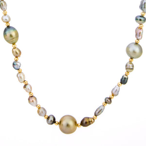 READY TO SHIP Civa Fiji Saltwater, Graded & Keshi Pearl Necklace - 14k Gold Fill FJD$