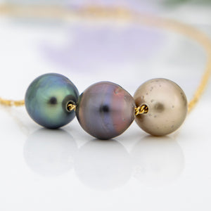 READY TO SHIP Fiji Saltwater Pearl Trio Necklace - 14k Gold Fill FJD$