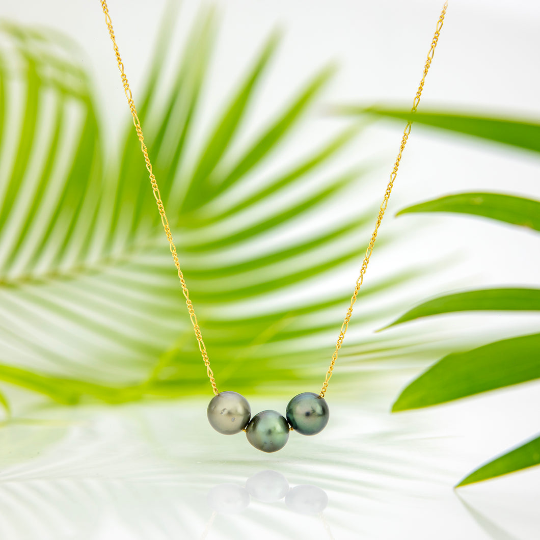 READY TO SHIP Fiji Saltwater Pearl Trio Necklace - 14k Gold Fill FJD$