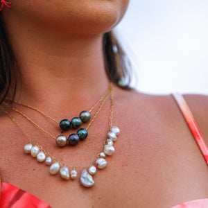 READY TO SHIP Fiji Saltwater Pearl Trio Necklace - 14k Gold Fill FJD$