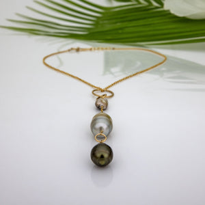 READY TO SHIP Civa Fiji Saltwater Pearl Trio Lariat Y-Necklace - 14k Gold Fill FJD$
