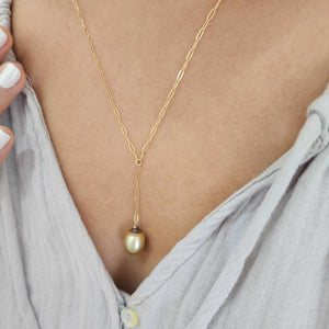READY TO SHIP Civa Fiji Saltwater Pearl Lariat Y-Necklace - 14k Gold Fill FJD$