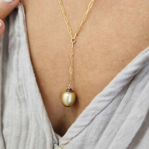 READY TO SHIP Civa Fiji Saltwater Pearl Lariat Y-Necklace - 14k Gold Fill FJD$