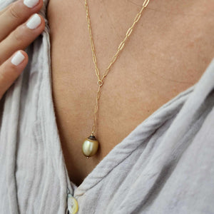 READY TO SHIP Civa Fiji Saltwater Pearl Lariat Y-Necklace - 14k Gold Fill FJD$