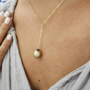 CONTACT US TO RECREATE THIS SOLD OUT STYLE Civa Fiji Saltwater Pearl Lariat Y-Necklace - 14k Gold Fill FJD$