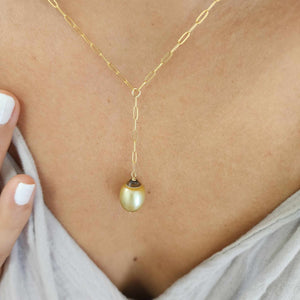 READY TO SHIP Civa Fiji Saltwater Pearl Lariat Y-Necklace - 14k Gold Fill FJD$