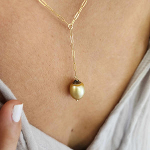 READY TO SHIP Civa Fiji Saltwater Pearl Lariat Y-Necklace - 14k Gold Fill FJD$