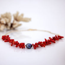 Load image into Gallery viewer, READY TO SHIP Red Coral &amp; Freshwater Pearl Necklace - 14k Gold Fill FJD$
