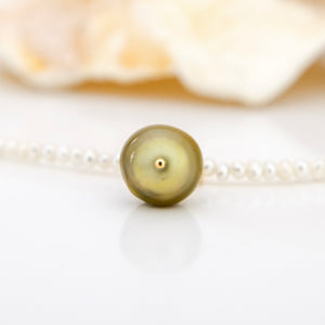 READY TO SHIP Freshwater Pearl Necklace with Civa Fiji Pearl Pendant - 14k Gold Fill FJD$