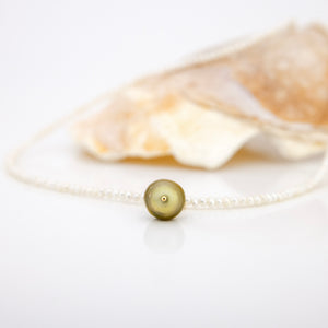 READY TO SHIP Freshwater Pearl Necklace with Civa Fiji Pearl Pendant - 14k Gold Fill FJD$