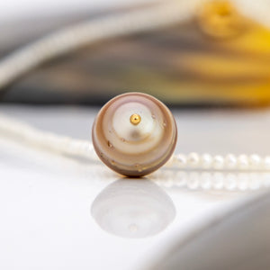 READY TO SHIP Freshwater Pearl Necklace with Civa Fiji Pearl Pendant - 14k Gold Fill FJD$