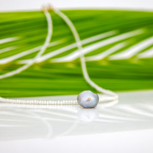 READY TO SHIP Freshwater Pearl Necklace with Civa Fiji Pearl Pendant - 14k Gold Fill FJD$