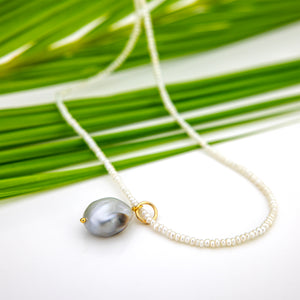 READY TO SHIP Freshwater Pearl Necklace with Civa Fiji Pearl Pendant - 14k Gold Fill FJD$