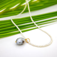 READY TO SHIP Freshwater Pearl Necklace with Civa Fiji Pearl Pendant - 14k Gold Fill FJD$