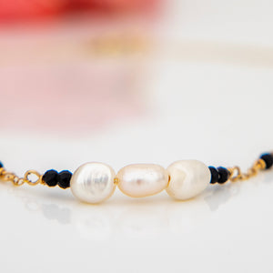 READY TO SHIP Freshwater Pearl & Faceted Glass Beads Necklace in 14k Gold Fill - FJD$