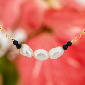 READY TO SHIP Freshwater Pearl & Faceted Glass Beads Necklace in 14k Gold Fill - FJD$