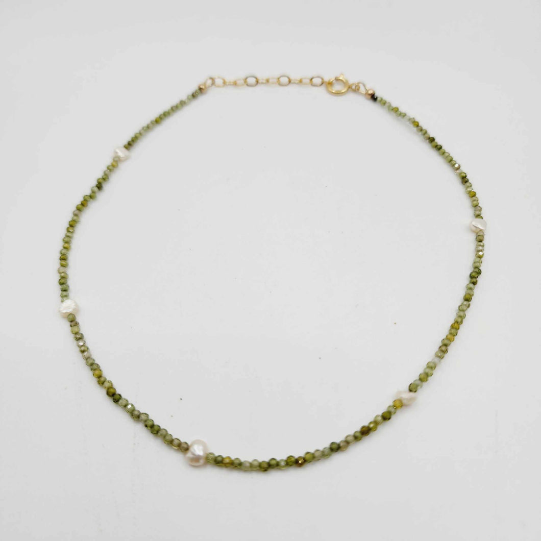 READY TO SHIP Faceted Glass Bead & Freshwater Pearl Necklace - 14k Gold Fill FJD$