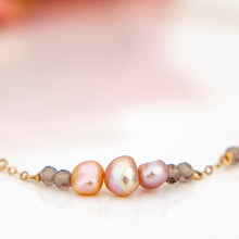 Load image into Gallery viewer, READY TO SHIP Freshwater Pearl &amp; Labradorite Faceted Beads Necklace in 14k Gold Fill - FJD$
